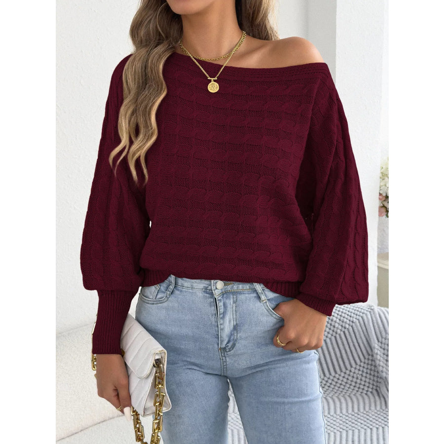 Cable Knit Boat Neck Sweater Apparel and Accessories