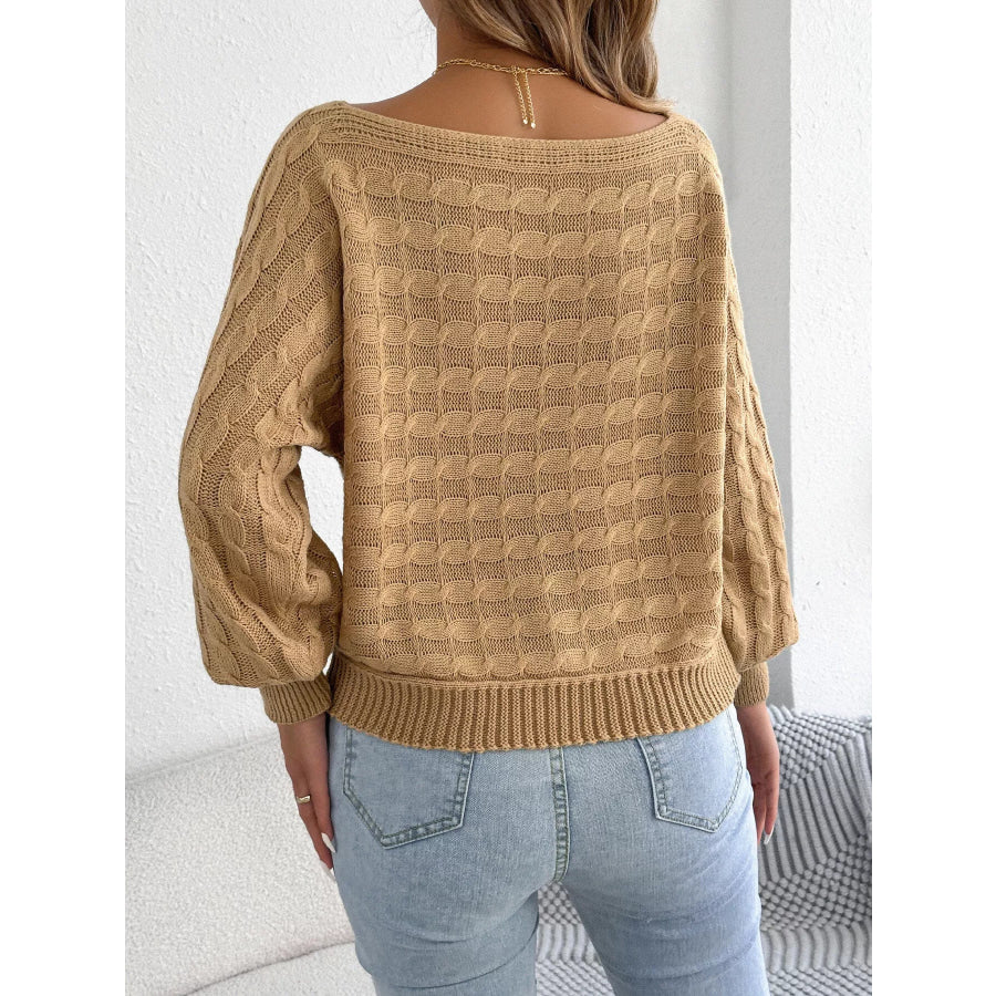 Cable Knit Boat Neck Sweater Apparel and Accessories