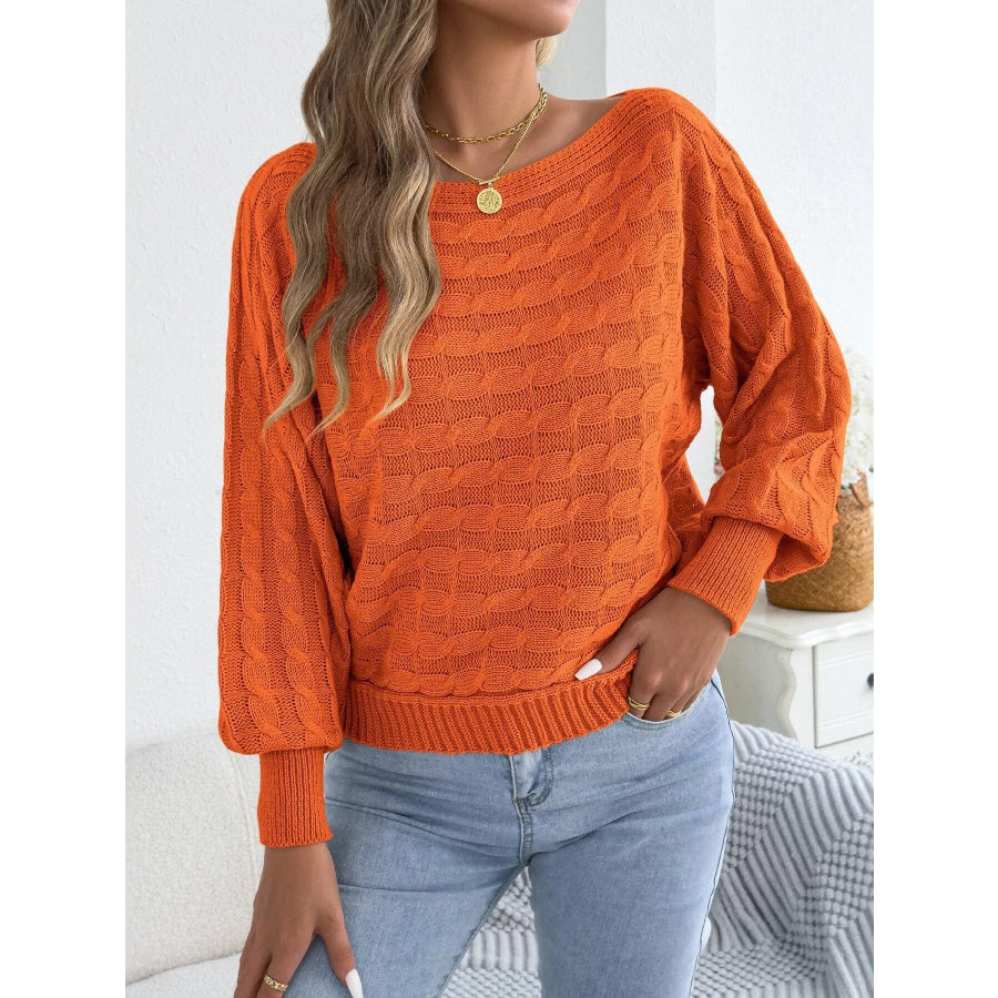 Cable Knit Boat Neck Sweater Apparel and Accessories