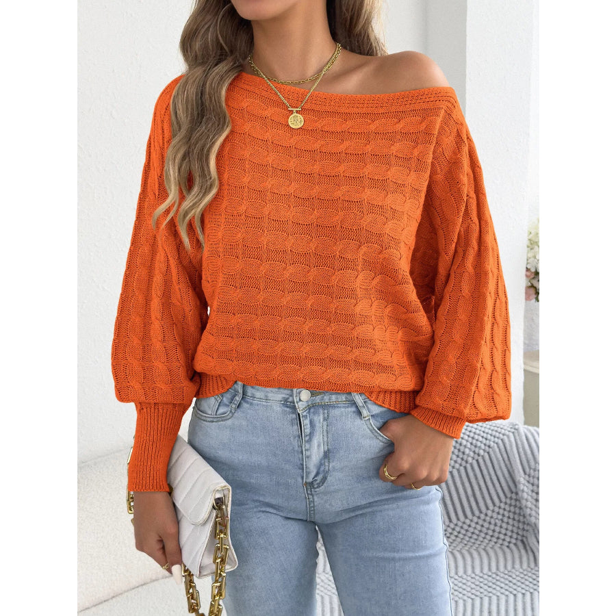 Cable Knit Boat Neck Sweater Apparel and Accessories