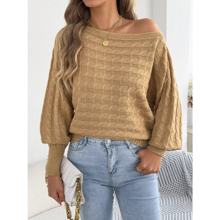 Cable Knit Boat Neck Sweater Apparel and Accessories