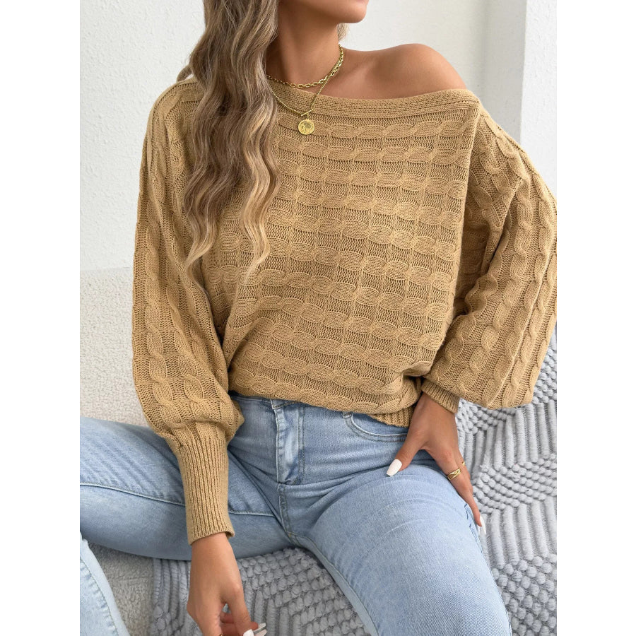Cable Knit Boat Neck Sweater Apparel and Accessories
