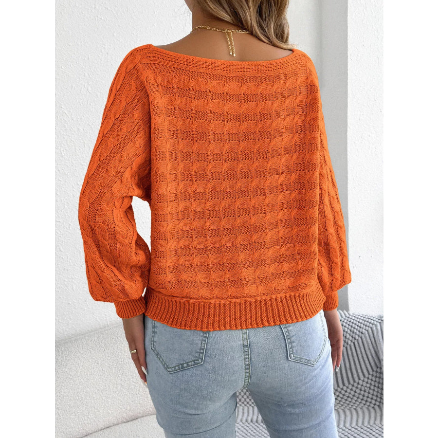 Cable Knit Boat Neck Sweater Apparel and Accessories