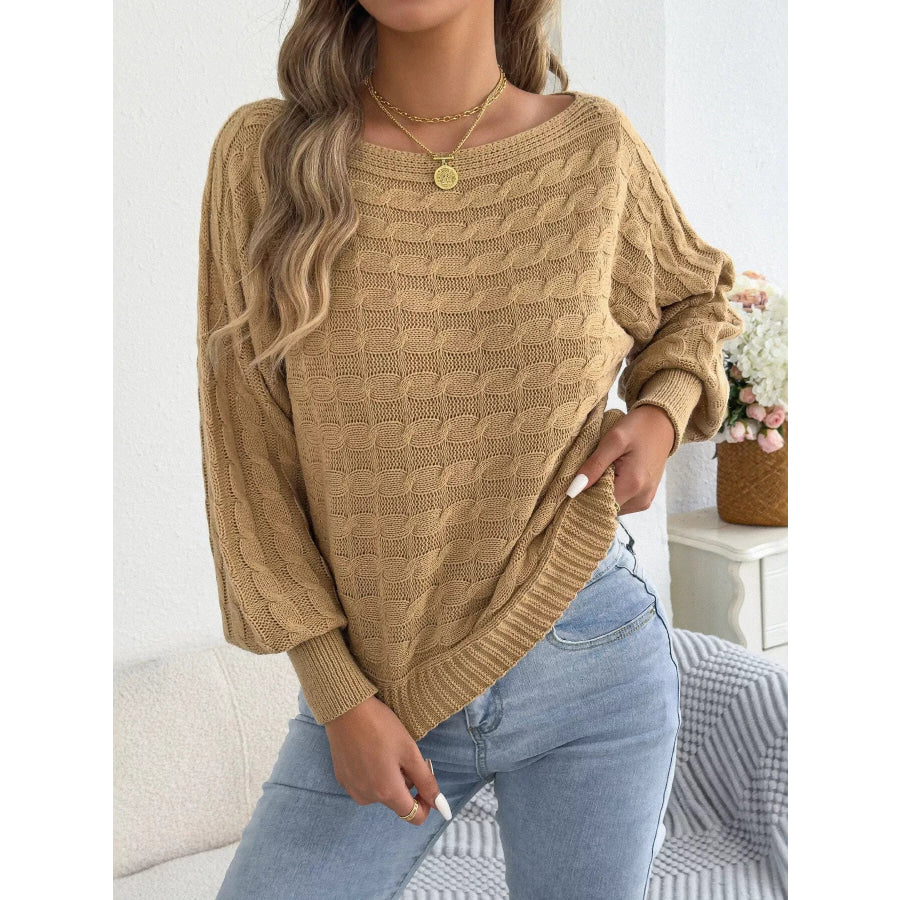 Cable Knit Boat Neck Sweater Apparel and Accessories