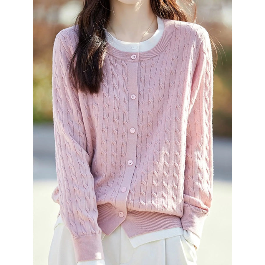 Cable-Knit Button-Down Cardigan Apparel and Accessories