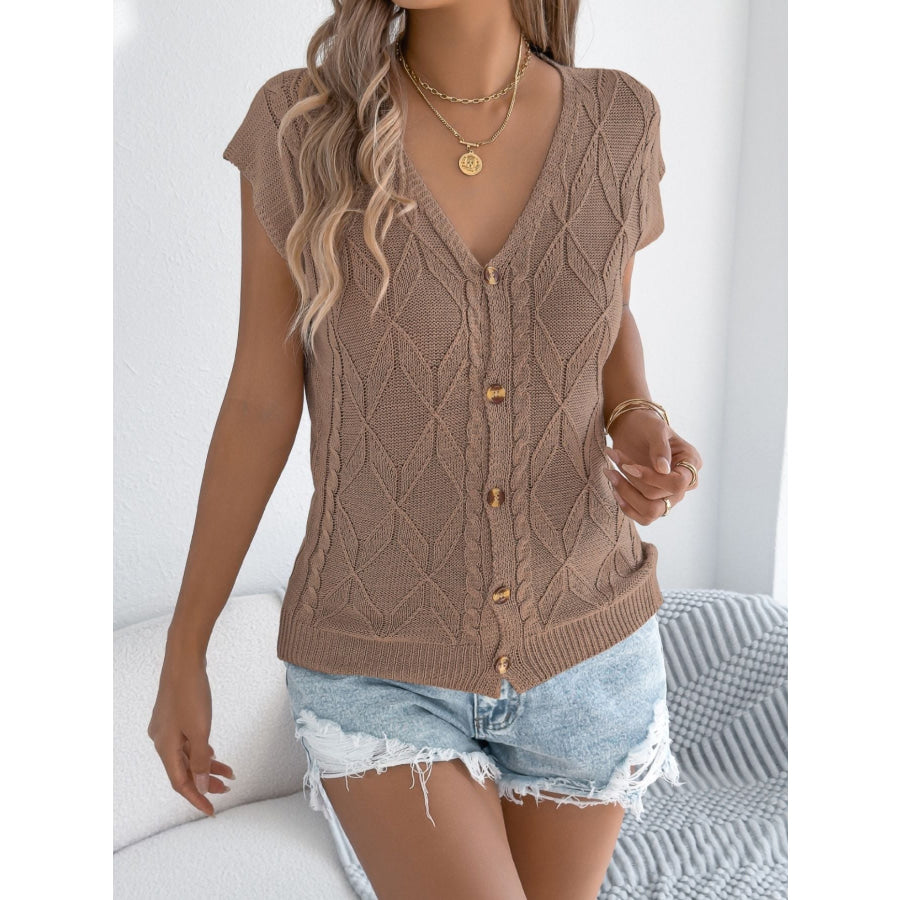 Cable Knit Button-Down Cardigan Apparel and Accessories