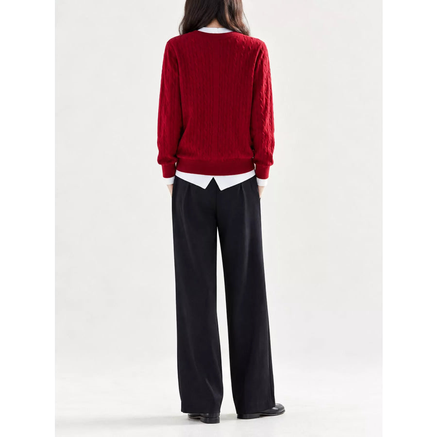 Cable-Knit Button-Down Cardigan Apparel and Accessories