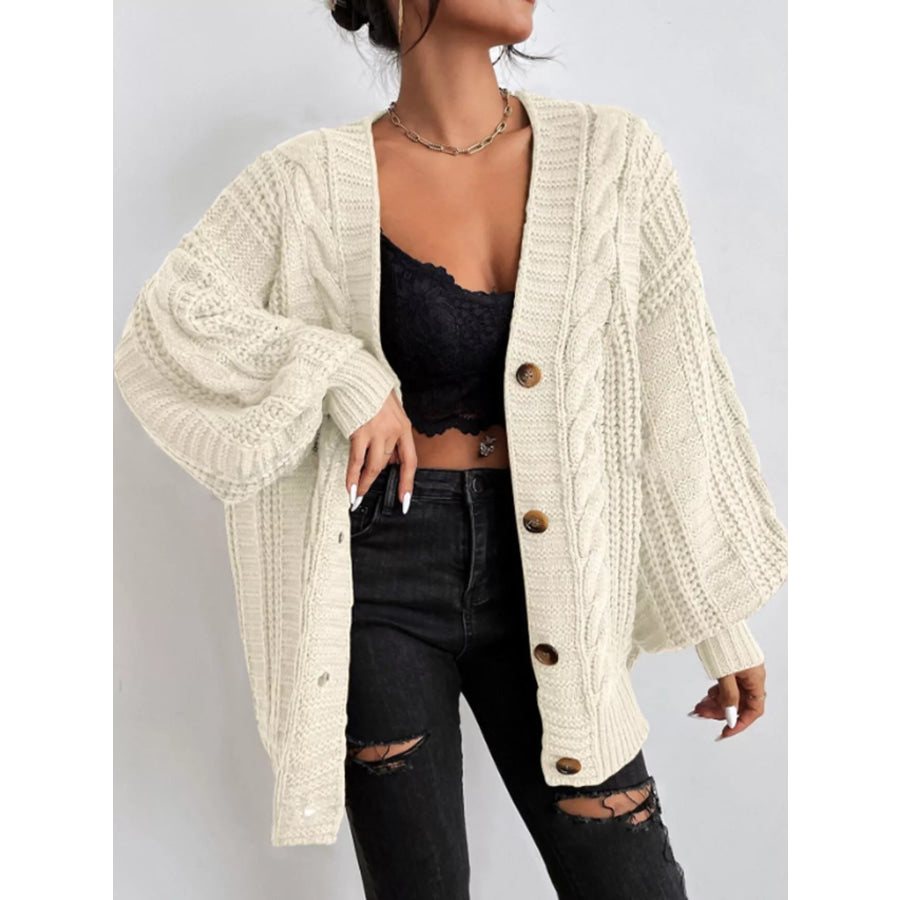 Cable Knit Button-Down Cardigan Apparel and Accessories