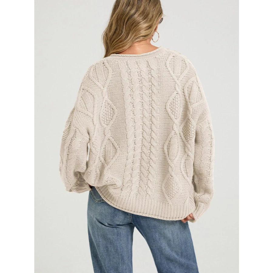 Cable-Knit Button-Down Cardigan Apparel and Accessories