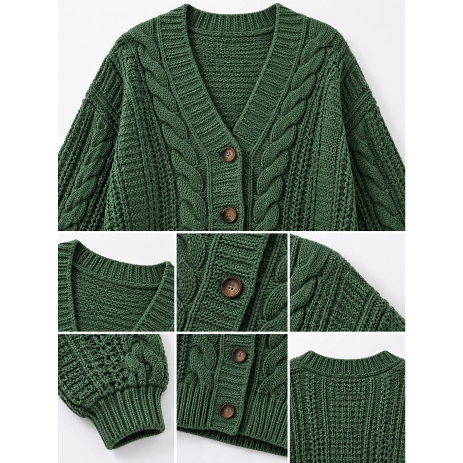 Cable Knit Button-Down Cardigan Apparel and Accessories