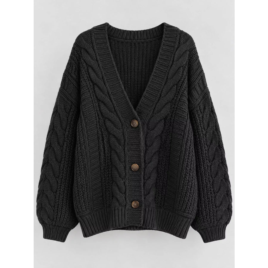 Cable Knit Button-Down Cardigan Apparel and Accessories
