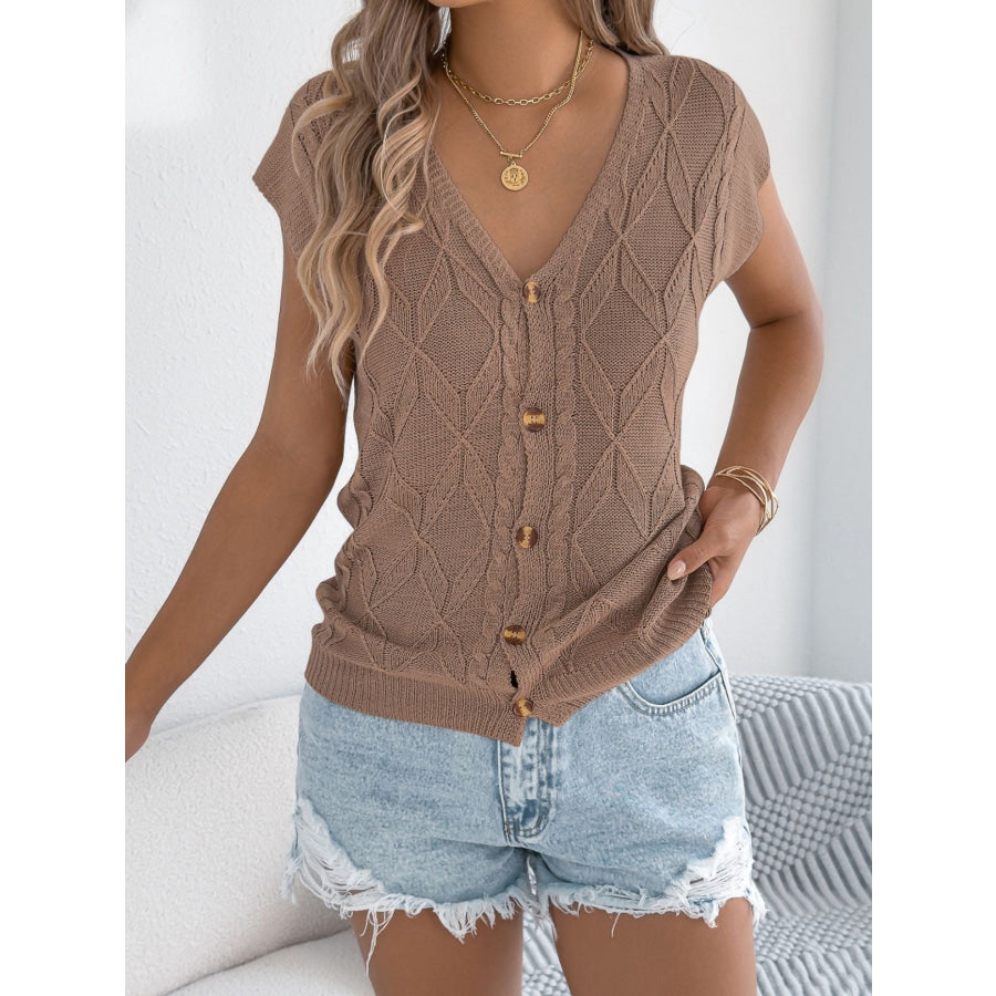 Cable Knit Button-Down Cardigan Apparel and Accessories
