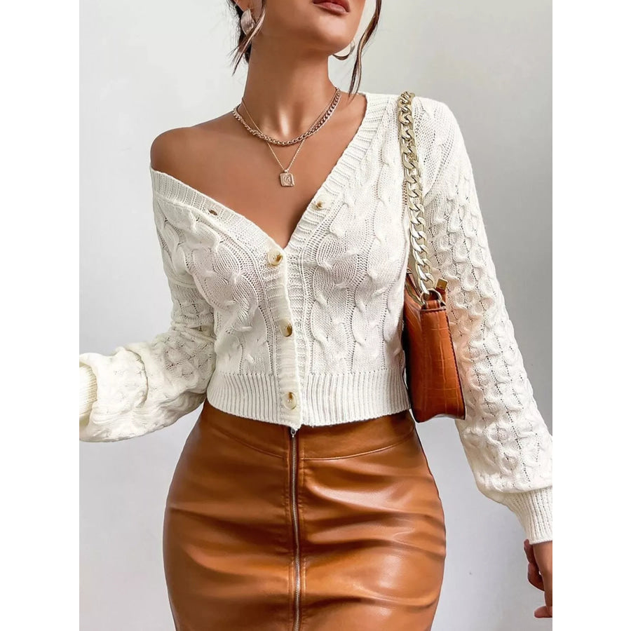 Cable Knit Button-Down Cardigan Apparel and Accessories