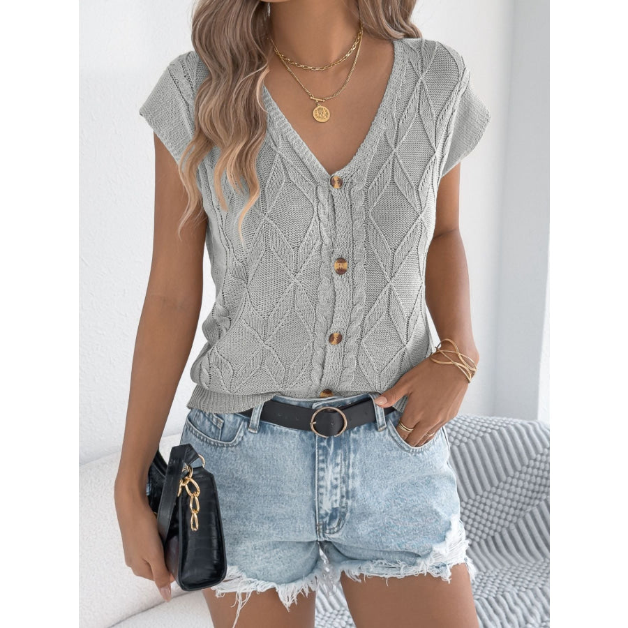 Cable Knit Button-Down Cardigan Apparel and Accessories