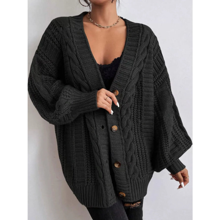 Cable Knit Button-Down Cardigan Apparel and Accessories