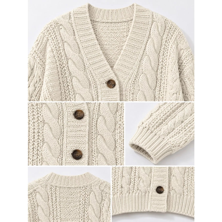Cable Knit Button-Down Cardigan Apparel and Accessories