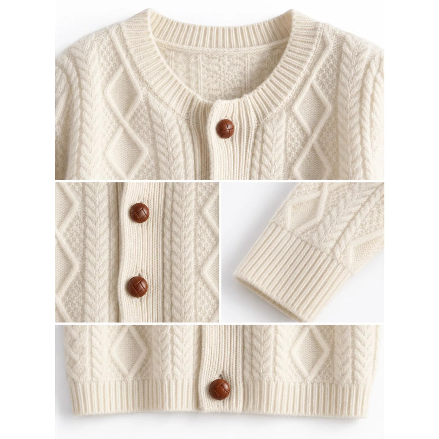 Cable-Knit Button-Down Cardigan Apparel and Accessories