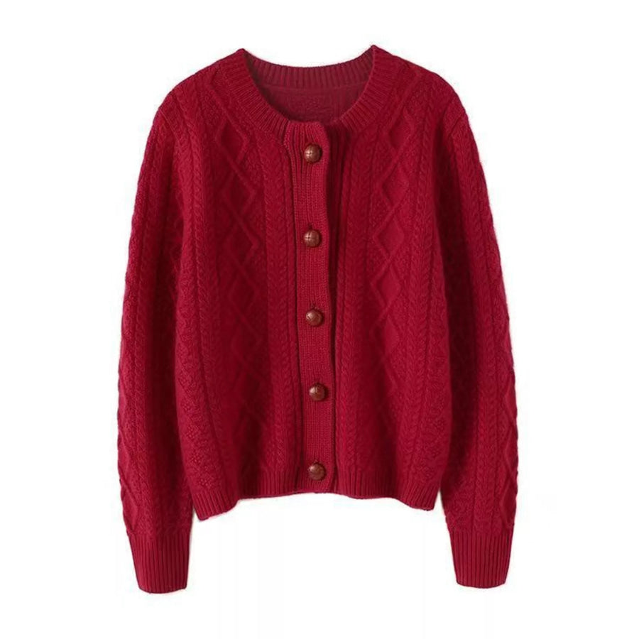 Cable-Knit Button-Down Cardigan Apparel and Accessories