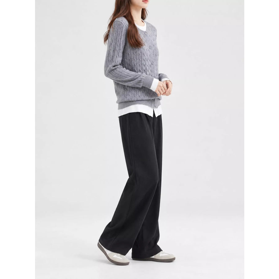 Cable-Knit Button-Down Cardigan Apparel and Accessories
