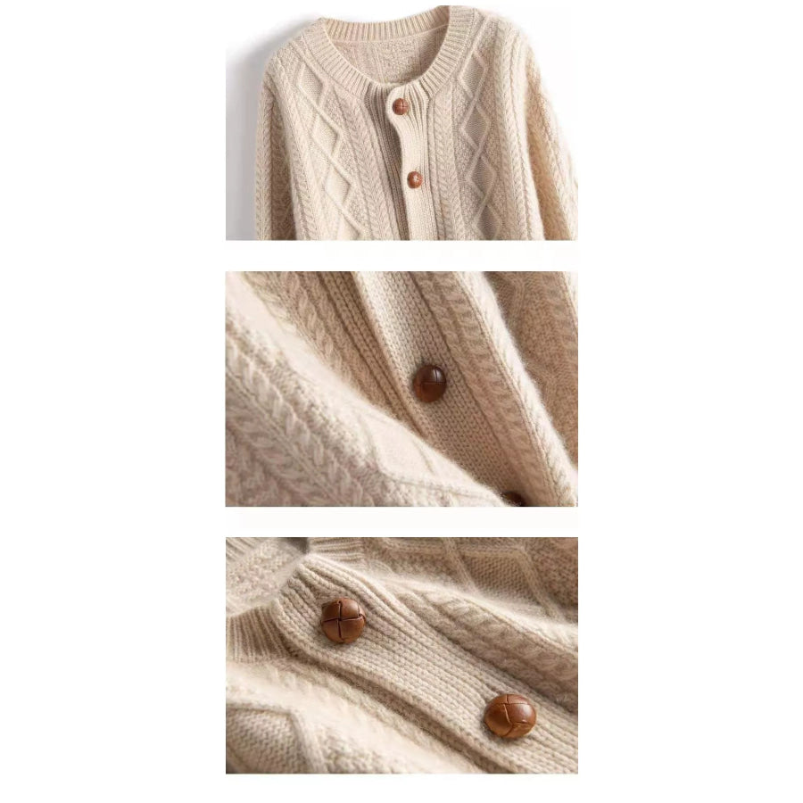 Cable-Knit Button-Down Cardigan Apparel and Accessories
