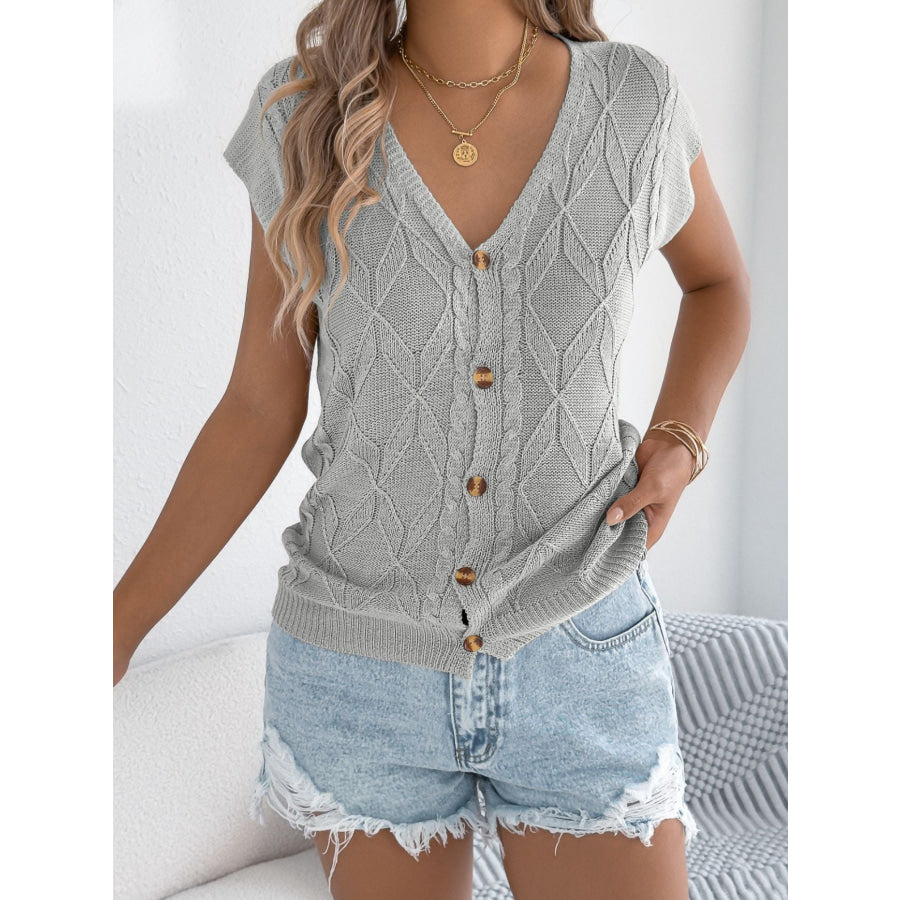 Cable Knit Button-Down Cardigan Apparel and Accessories
