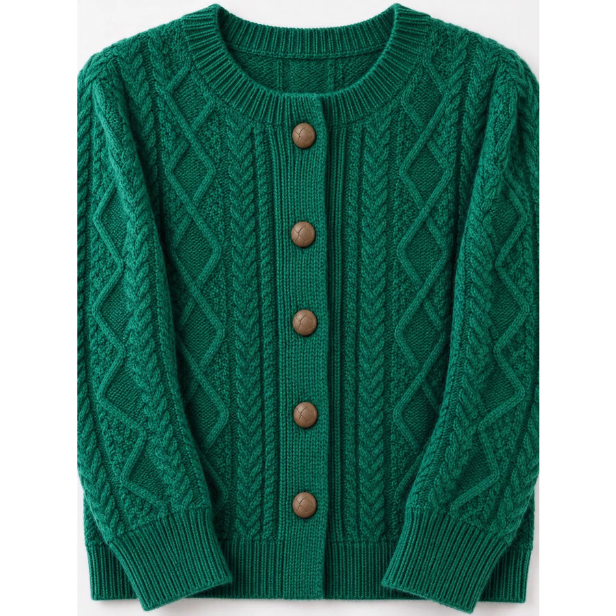 Cable-Knit Button-Down Cardigan Apparel and Accessories