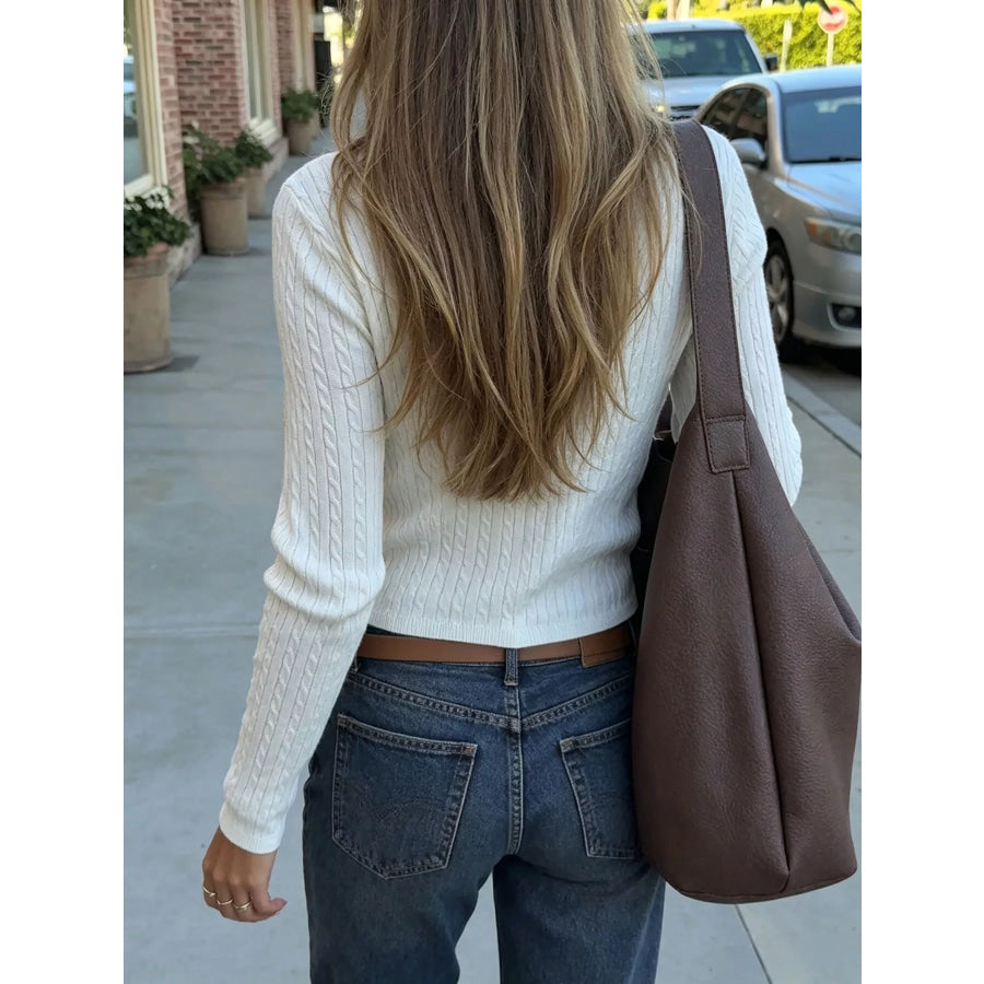 Cable-Knit Button-Down Cardigan Apparel and Accessories