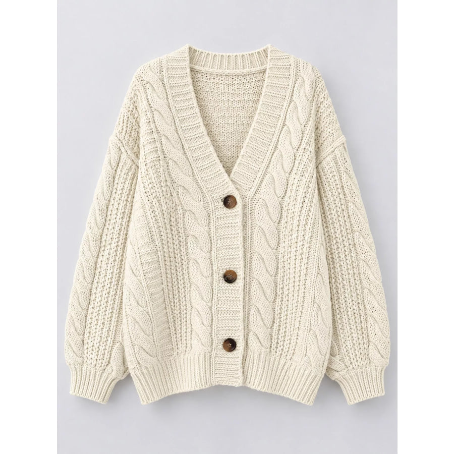 Cable Knit Button-Down Cardigan Apparel and Accessories