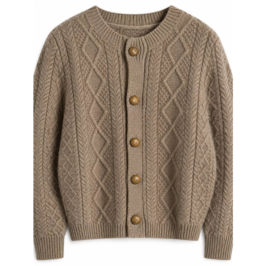 Cable-Knit Button-Down Cardigan Apparel and Accessories