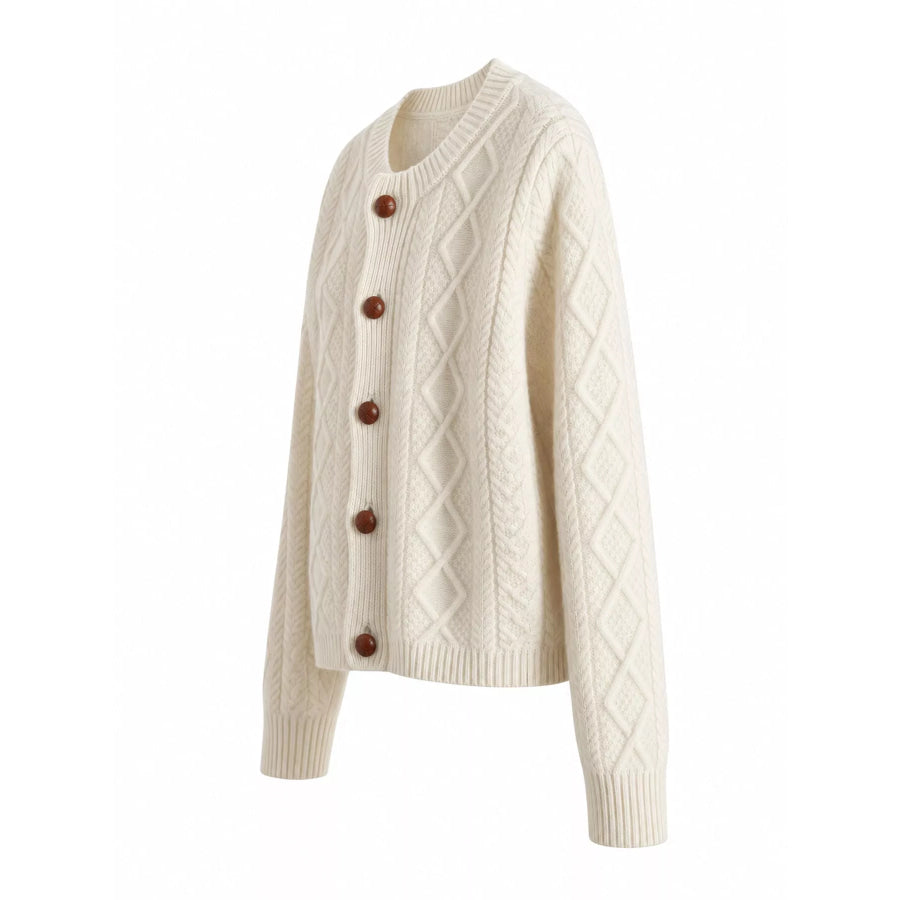 Cable-Knit Button-Down Cardigan Apparel and Accessories