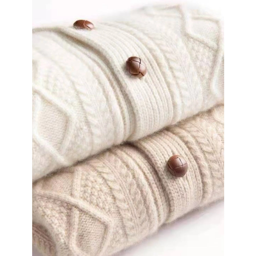 Cable-Knit Button-Down Cardigan Apparel and Accessories