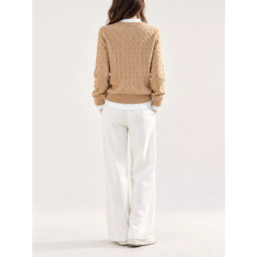 Cable-Knit Button-Down Cardigan Apparel and Accessories