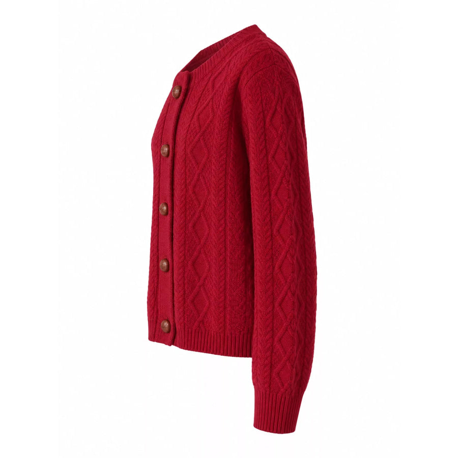 Cable-Knit Button-Down Cardigan Apparel and Accessories