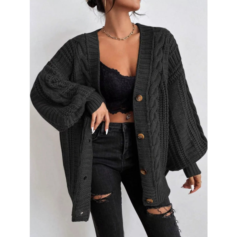 Cable Knit Button-Down Cardigan Apparel and Accessories