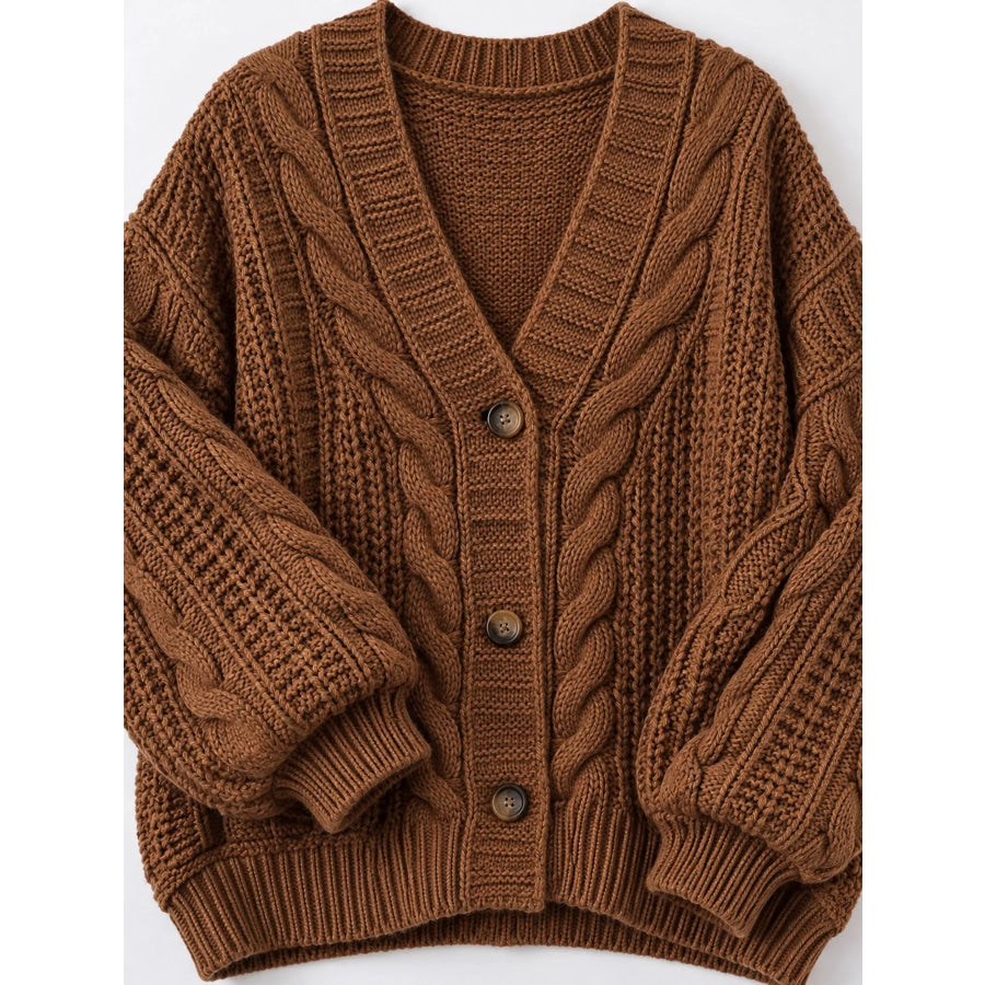 Cable Knit Button-Down Cardigan Apparel and Accessories