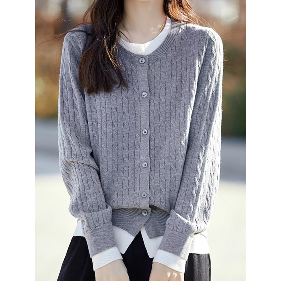 Cable-Knit Button-Down Cardigan Apparel and Accessories