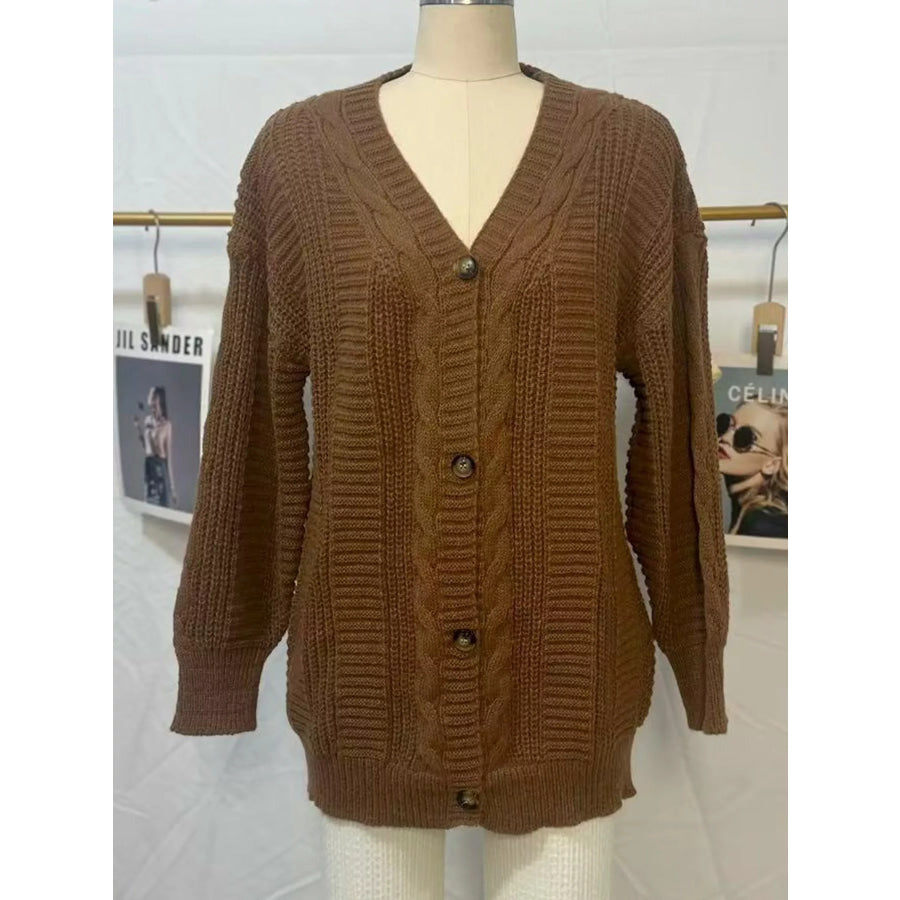 Cable Knit Button-Down Cardigan Apparel and Accessories