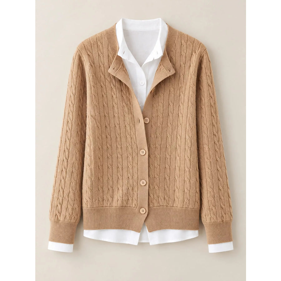 Cable-Knit Button-Down Cardigan Apparel and Accessories
