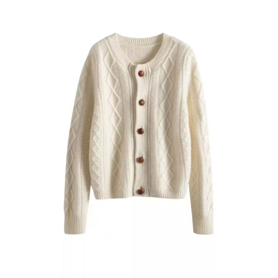 Cable-Knit Button-Down Cardigan Apparel and Accessories