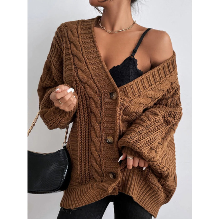 Cable Knit Button-Down Cardigan Apparel and Accessories