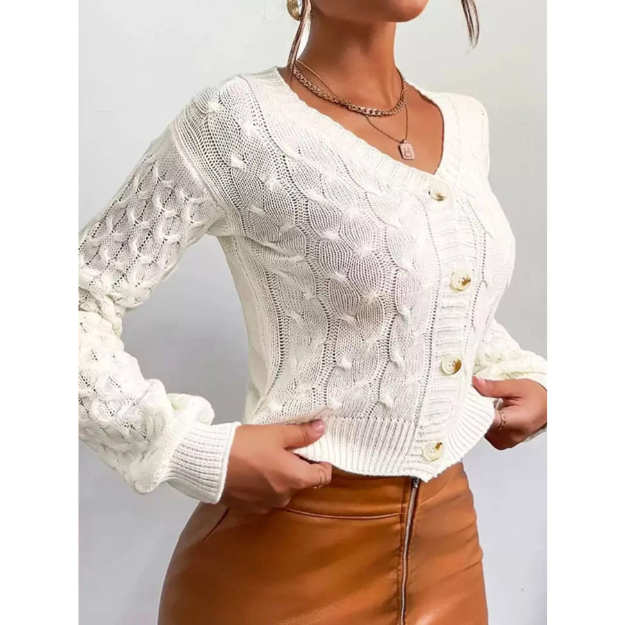 Cable Knit Button-Down Cardigan Apparel and Accessories