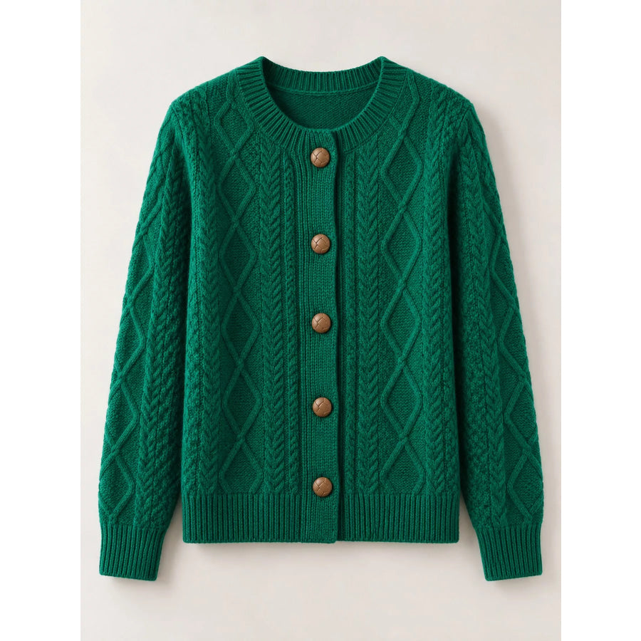 Cable-Knit Button-Down Cardigan Apparel and Accessories