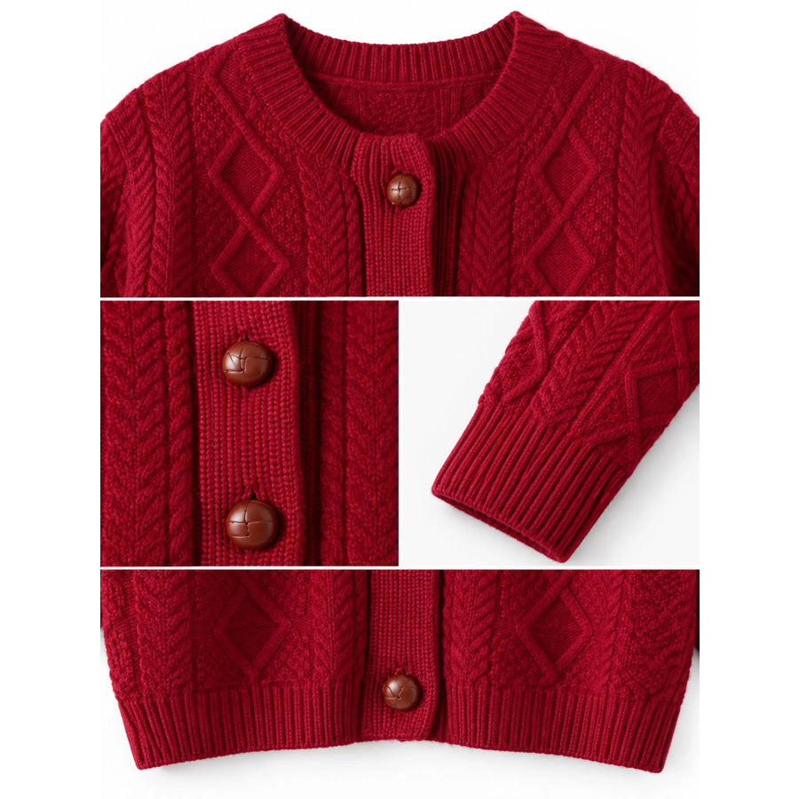 Cable-Knit Button-Down Cardigan Apparel and Accessories