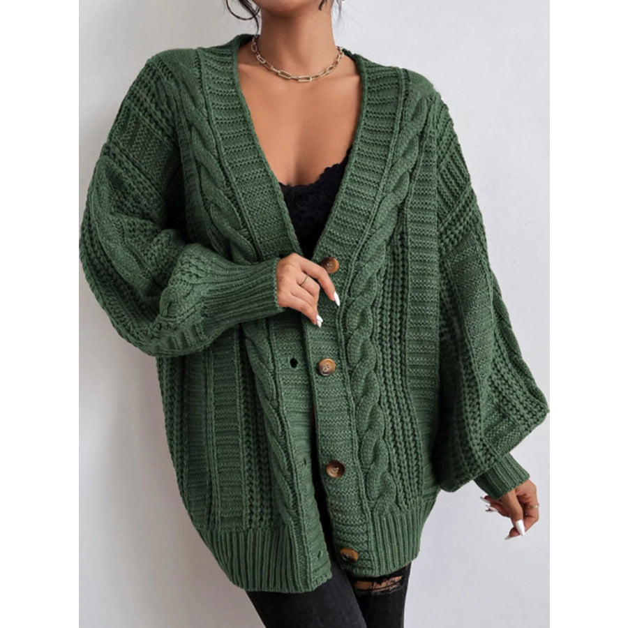Cable Knit Button-Down Cardigan Apparel and Accessories