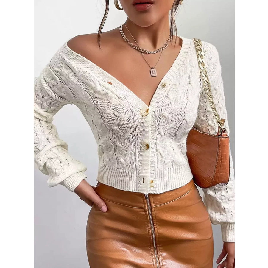 Cable Knit Button-Down Cardigan Apparel and Accessories