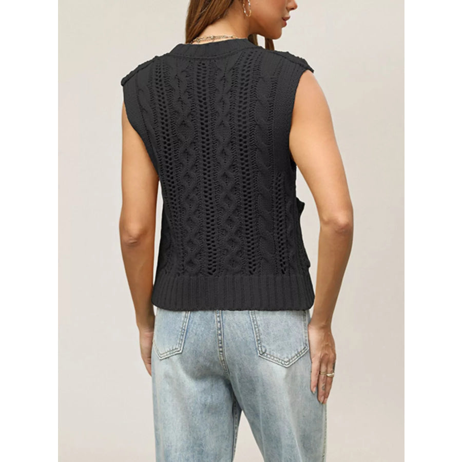 Cable-Knit Button-Down Sweater Vest Apparel and Accessories