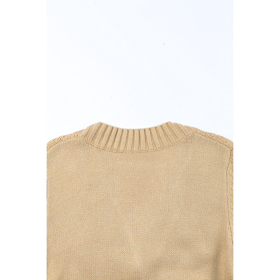 Cable-Knit Button Down V-Neck Cardigan Apparel and Accessories