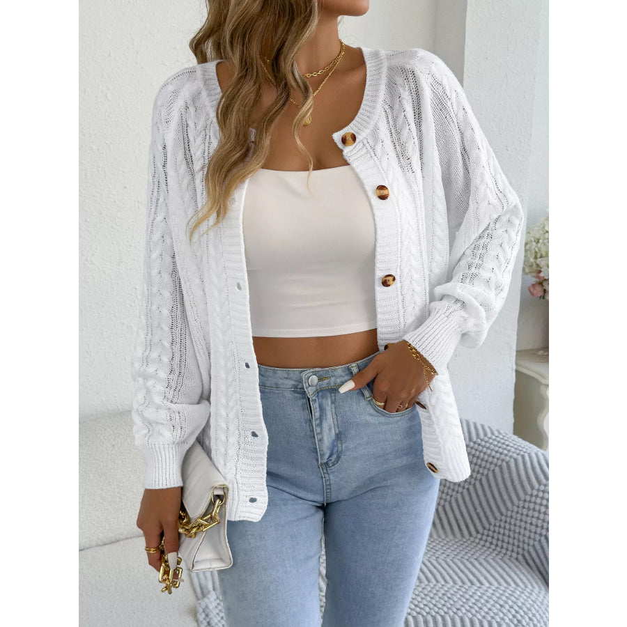 Cable Knit Button-Front Cardigan Apparel and Accessories