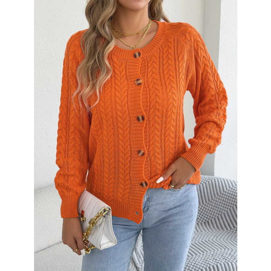 Cable Knit Button-Front Cardigan Apparel and Accessories
