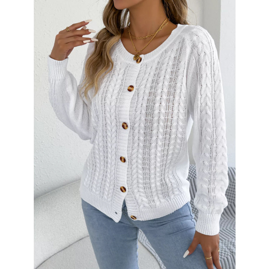Cable Knit Button-Front Cardigan Apparel and Accessories